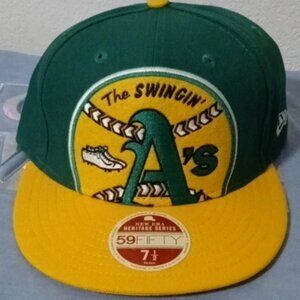 Oakland Athletics Hat The Swingin A's Retro Vintage New Era 7 1/2 Brand New